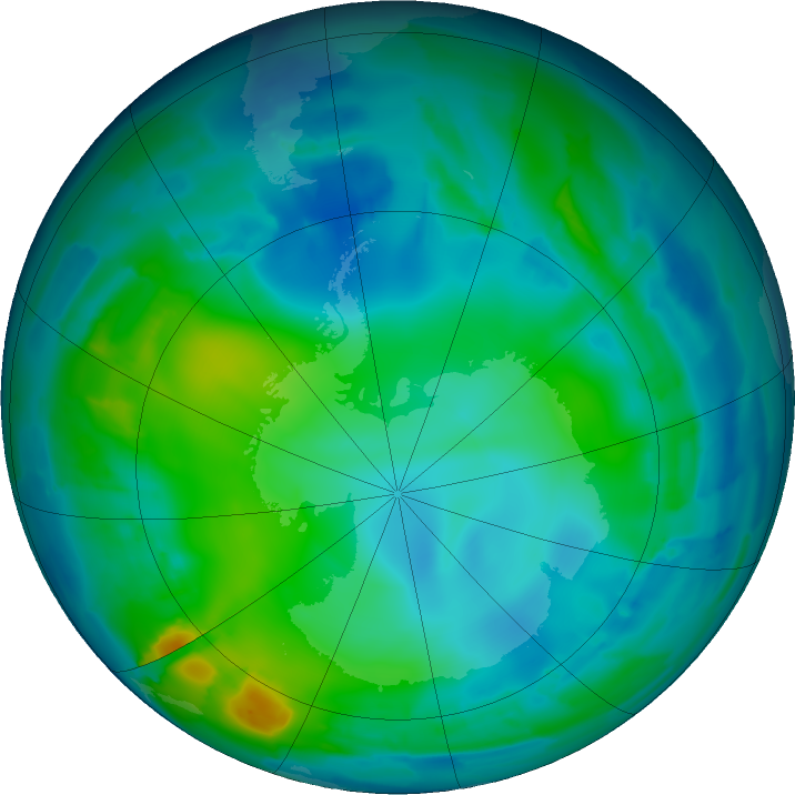 Antarctic ozone map for 15 May 2011